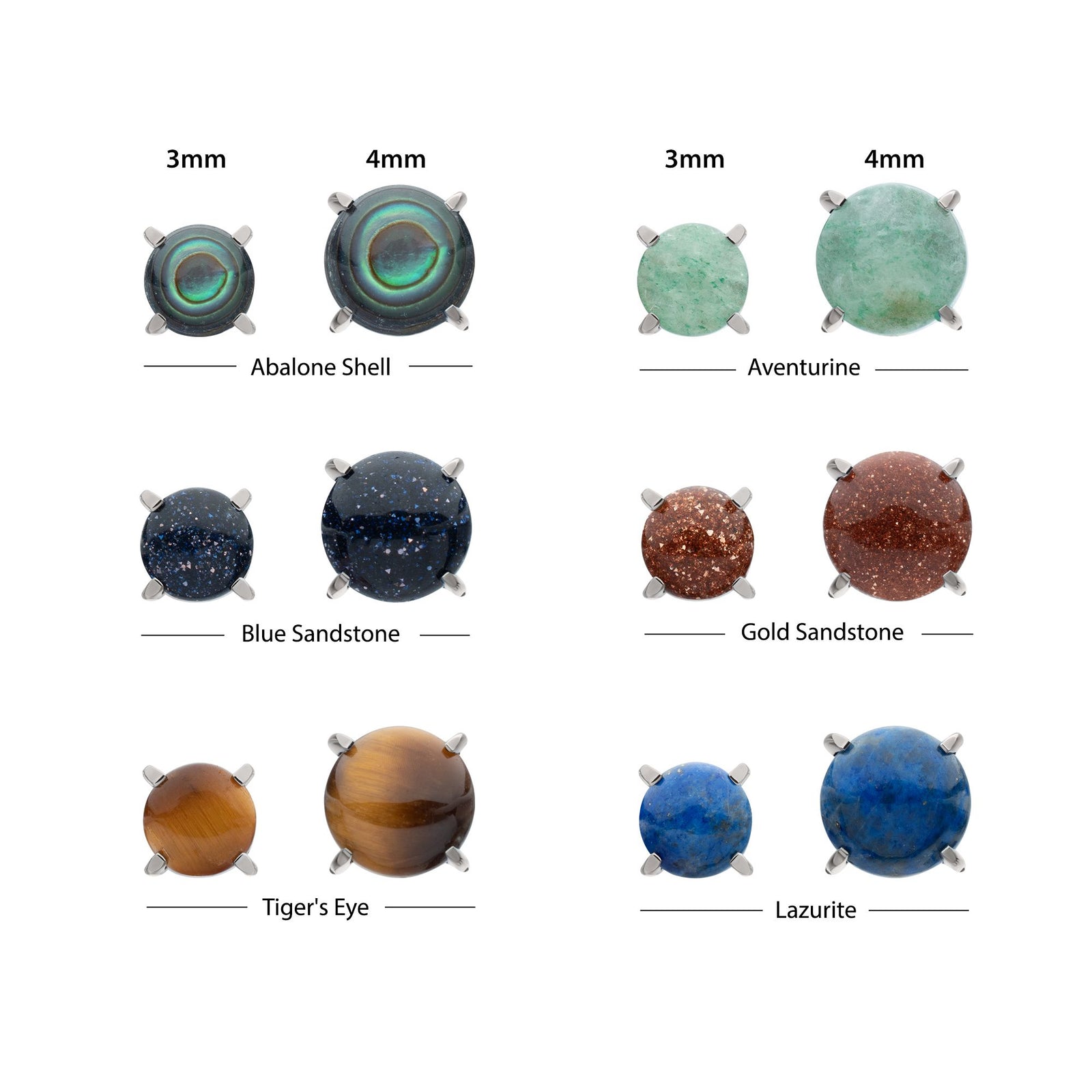 Titanium Internally Threaded 4-Prong Round Natural Stone Top titd946stn -Rebel Bod-RebelBod