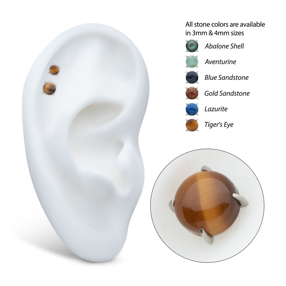 Titanium Internally Threaded 4-Prong Round Natural Stone Top titd946stn -Rebel Bod-RebelBod