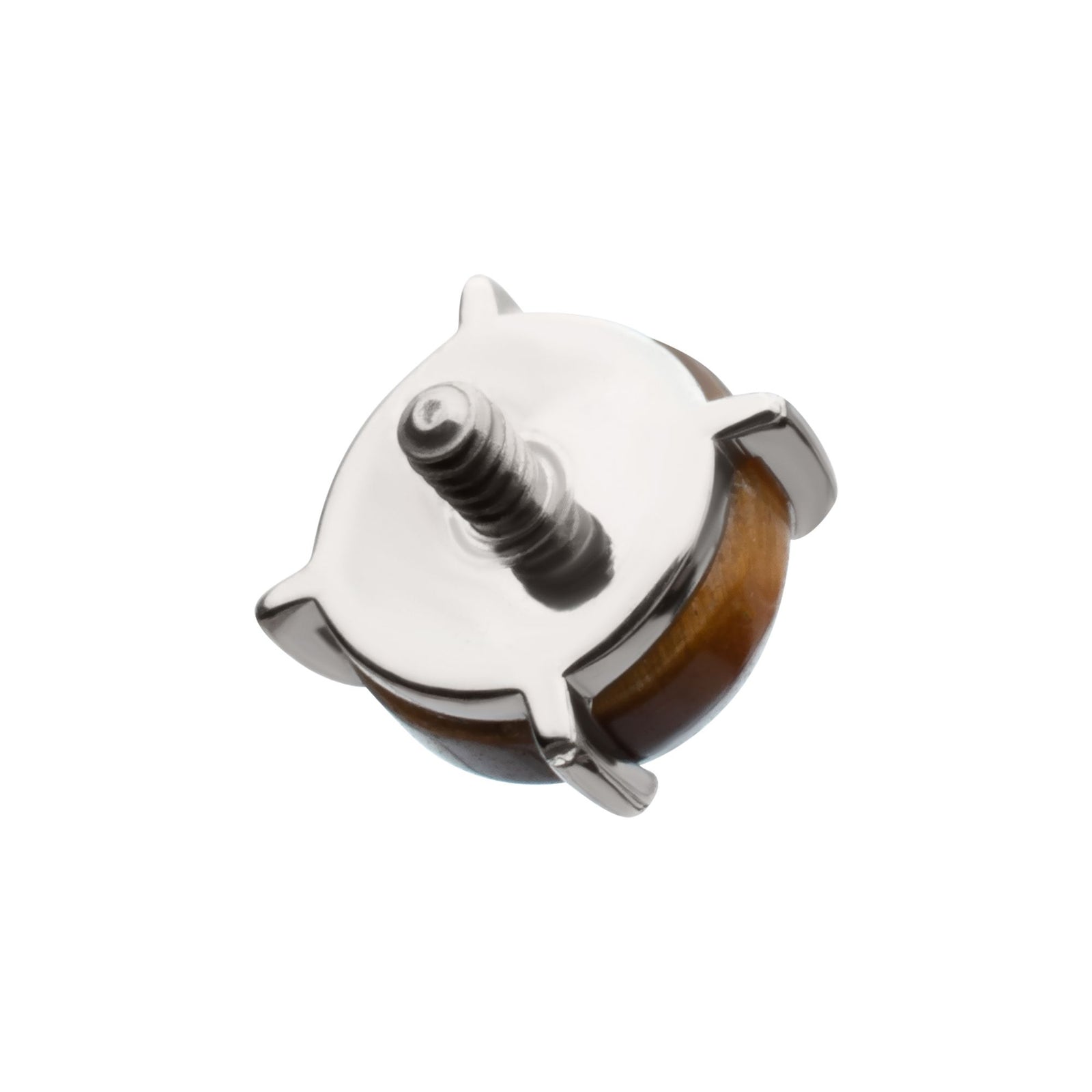 Titanium Internally Threaded 4-Prong Round Natural Stone Top titd946stn -Rebel Bod-RebelBod