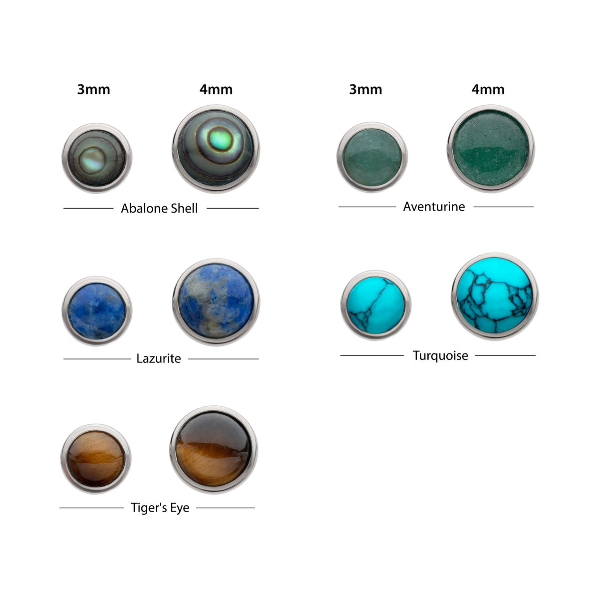 Titanium Internally Threaded Bezel Set Round Natural Stone Top titd947stn -Rebel Bod-RebelBod