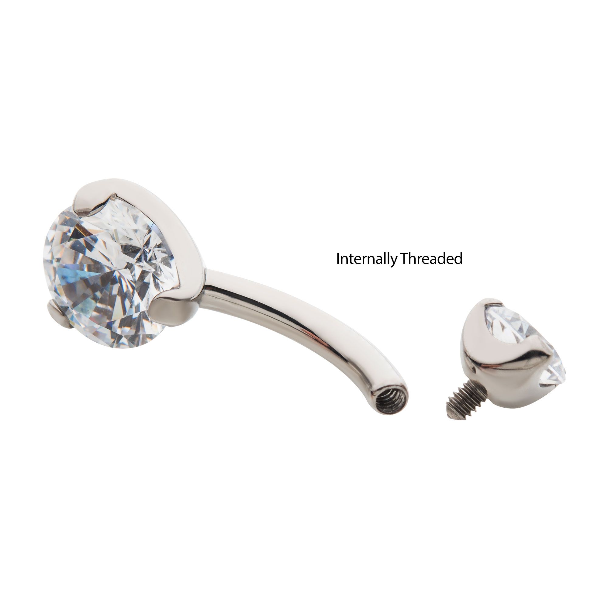 Titanium Internally Threaded Double 3-Prong Gem/Opal Fixed Bottom Navel tipni14 -Rebel Bod-RebelBod