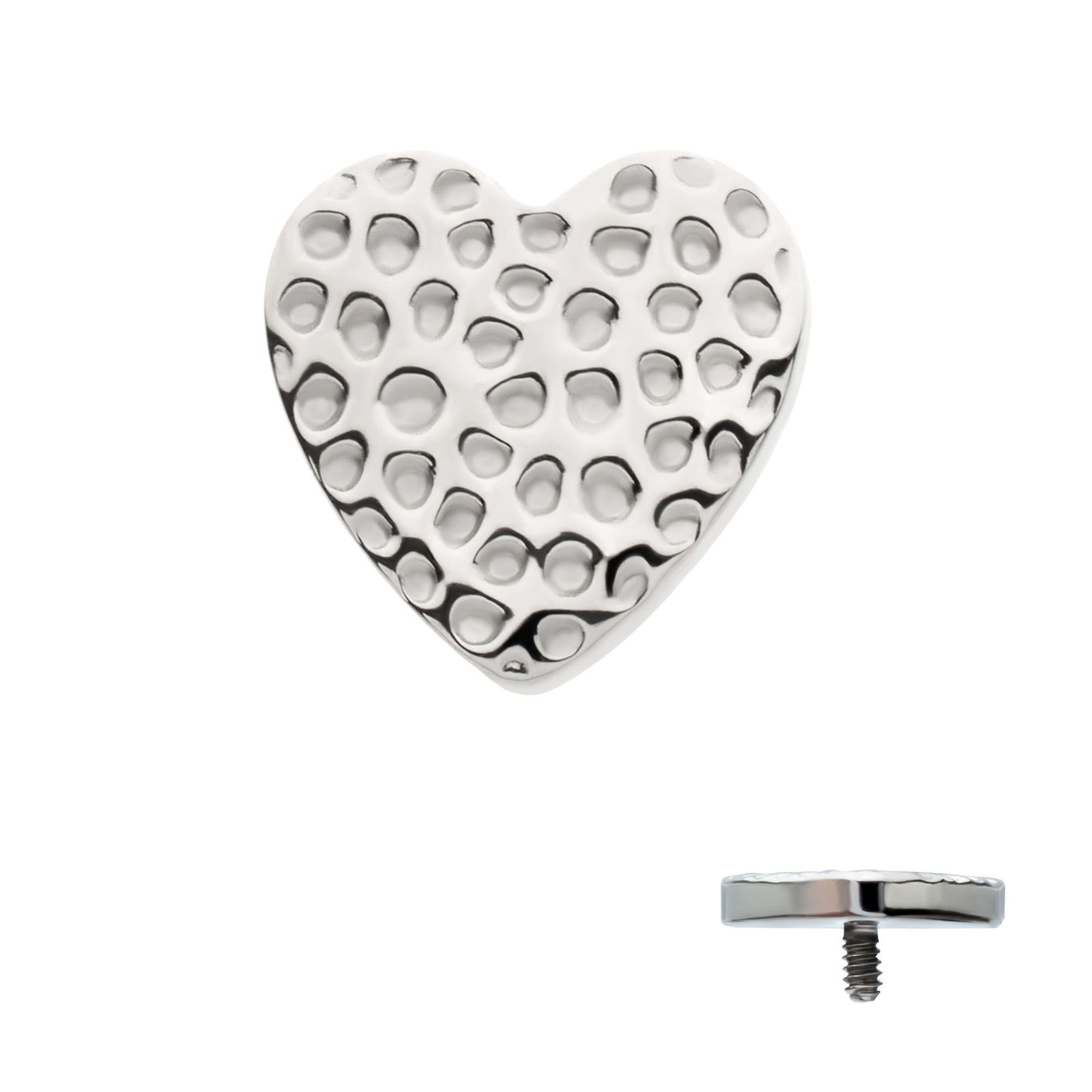 Titanium Internally Threaded Hammered Heart Top titd513-6 -Rebel Bod-RebelBod