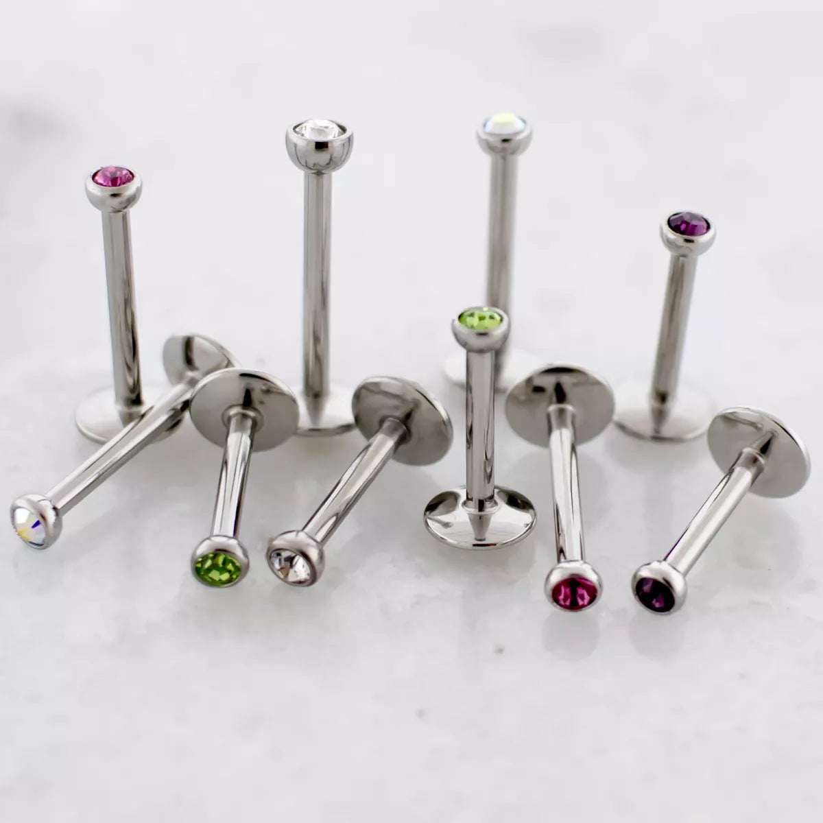 Labret Studs Titanium Internally Threaded Labrets w/ Gems w/ 5mm Back - 1 Piece -Rebel Bod-RebelBod