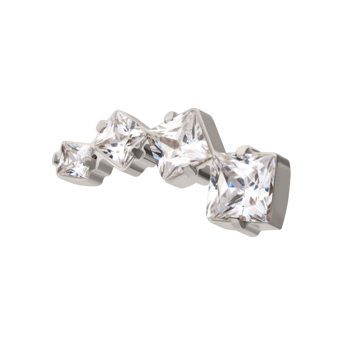 Titanium Internally Threaded Prong Set Princess Cut Gem Staggered 4-Cluster Top titd994-16c -Rebel Bod-RebelBod