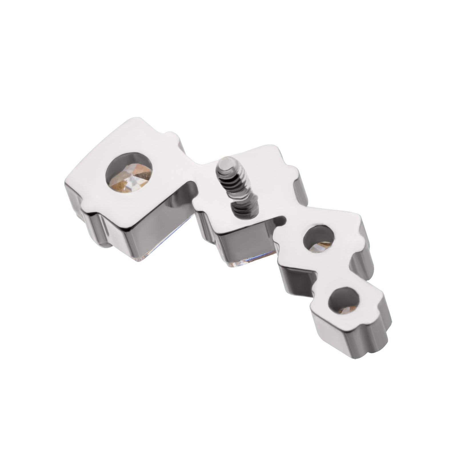 Titanium Internally Threaded Prong Set Princess Cut Gem Staggered 4-Cluster Top titd994-16c -Rebel Bod-RebelBod