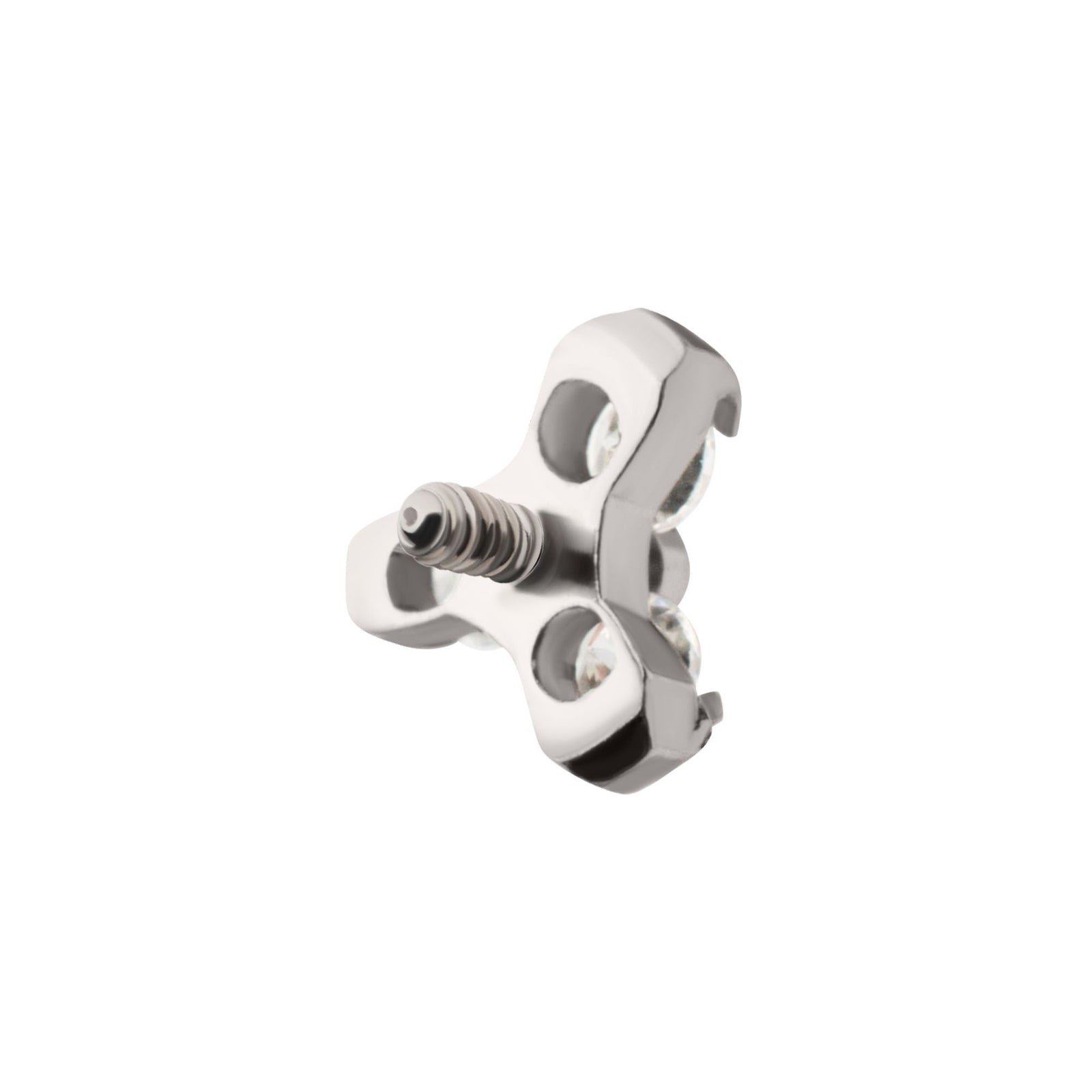 Titanium Internally Threaded Pronged 1.2mm Round CZ Trinity Top titdst3sm-c -Rebel Bod-RebelBod