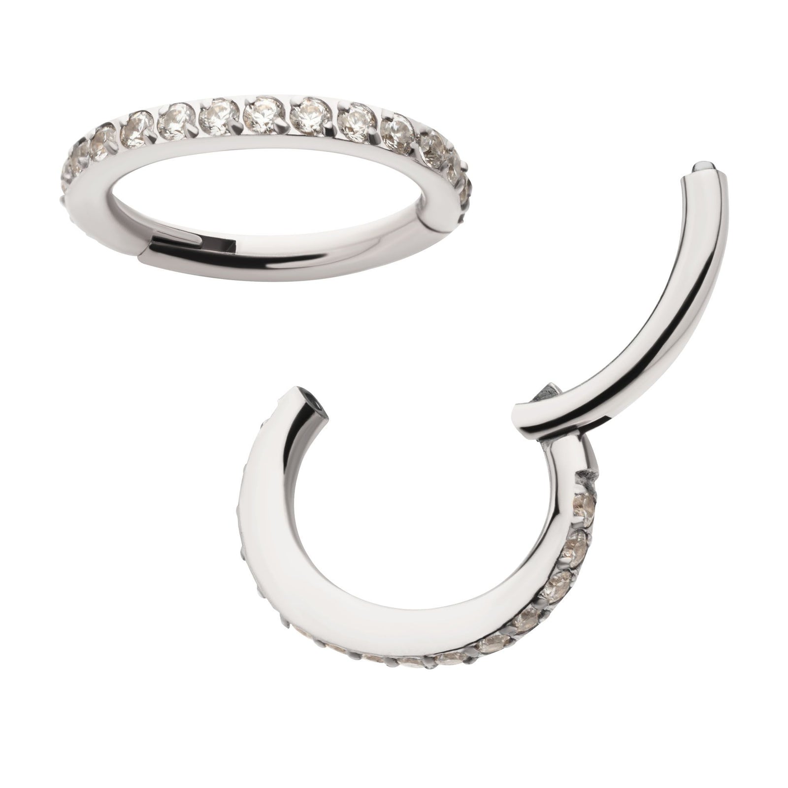 Titanium Oval Shape CNC Set Full Clear CZ Hinged Segment Clicker tisgrhov2 -Rebel Bod-RebelBod