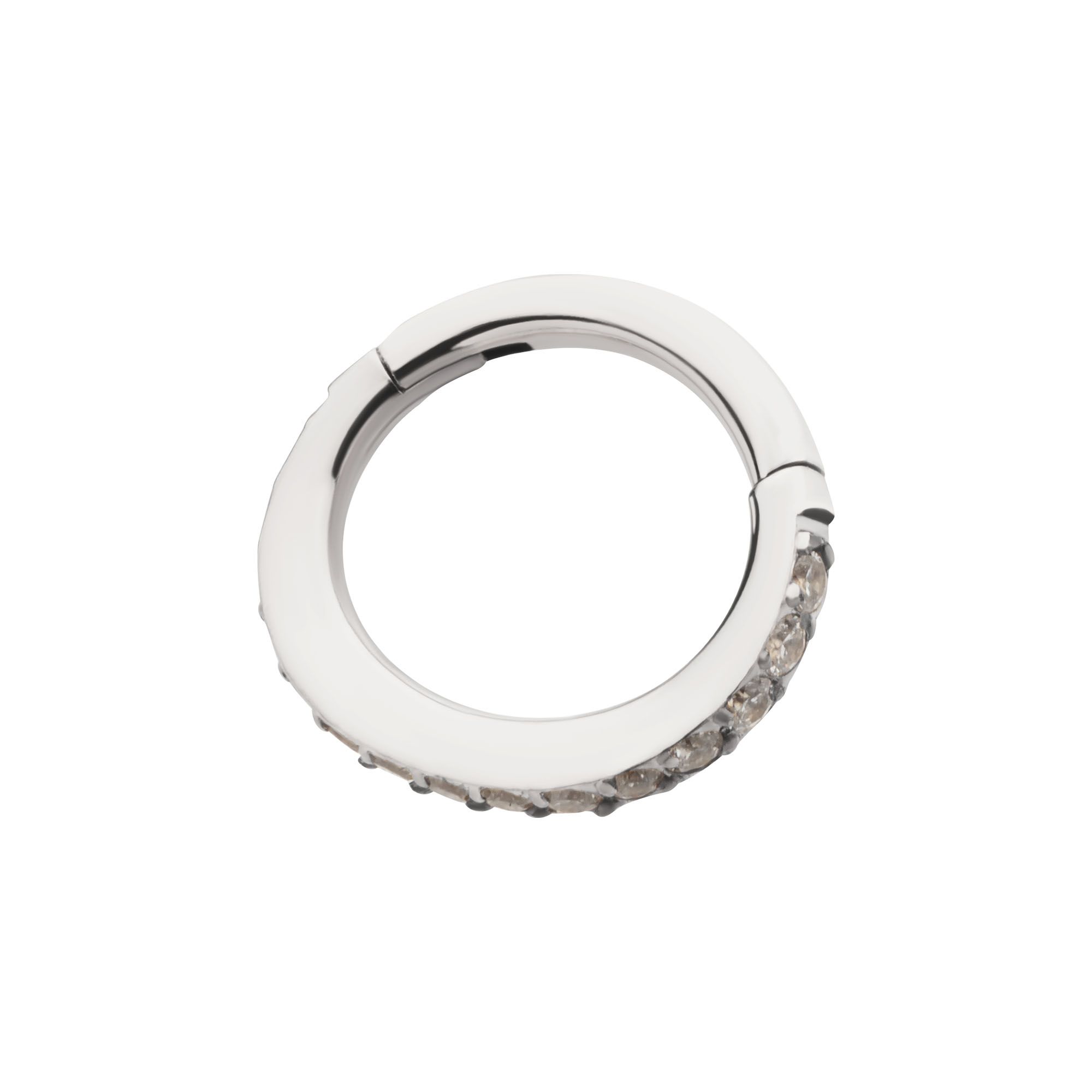 Titanium Oval Shape CNC Set Full Clear CZ Hinged Segment Clicker tisgrhov2 -Rebel Bod-RebelBod