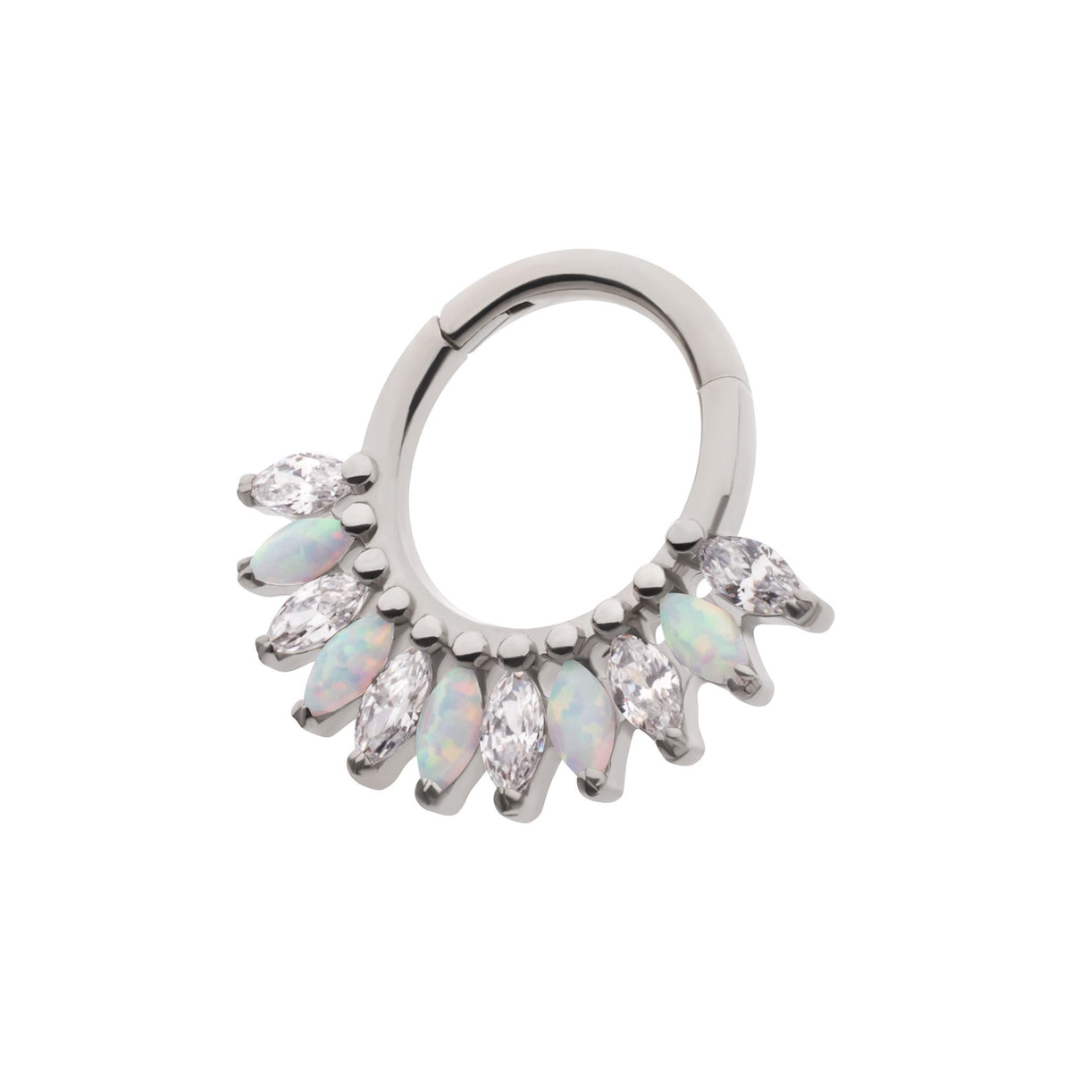 Titanium Prong Set Marquise Gem Cluster Fan Front Facing Hinged Segment Clicker tisgrhn126 -Rebel Bod-RebelBod
