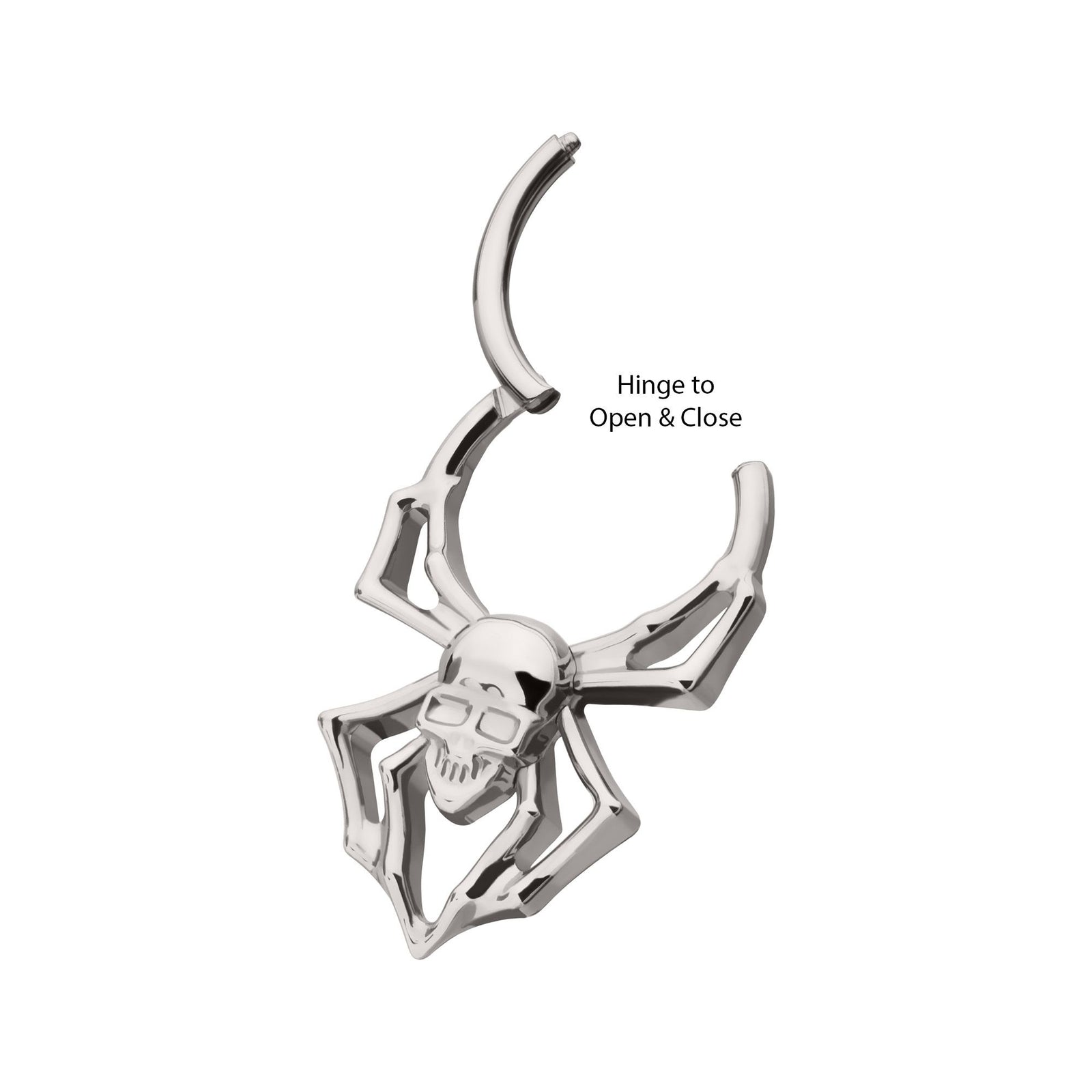 Titanium Spider Skull Front Facing Hinged Segment Clicker tisgrhp18610 -Rebel Bod-RebelBod