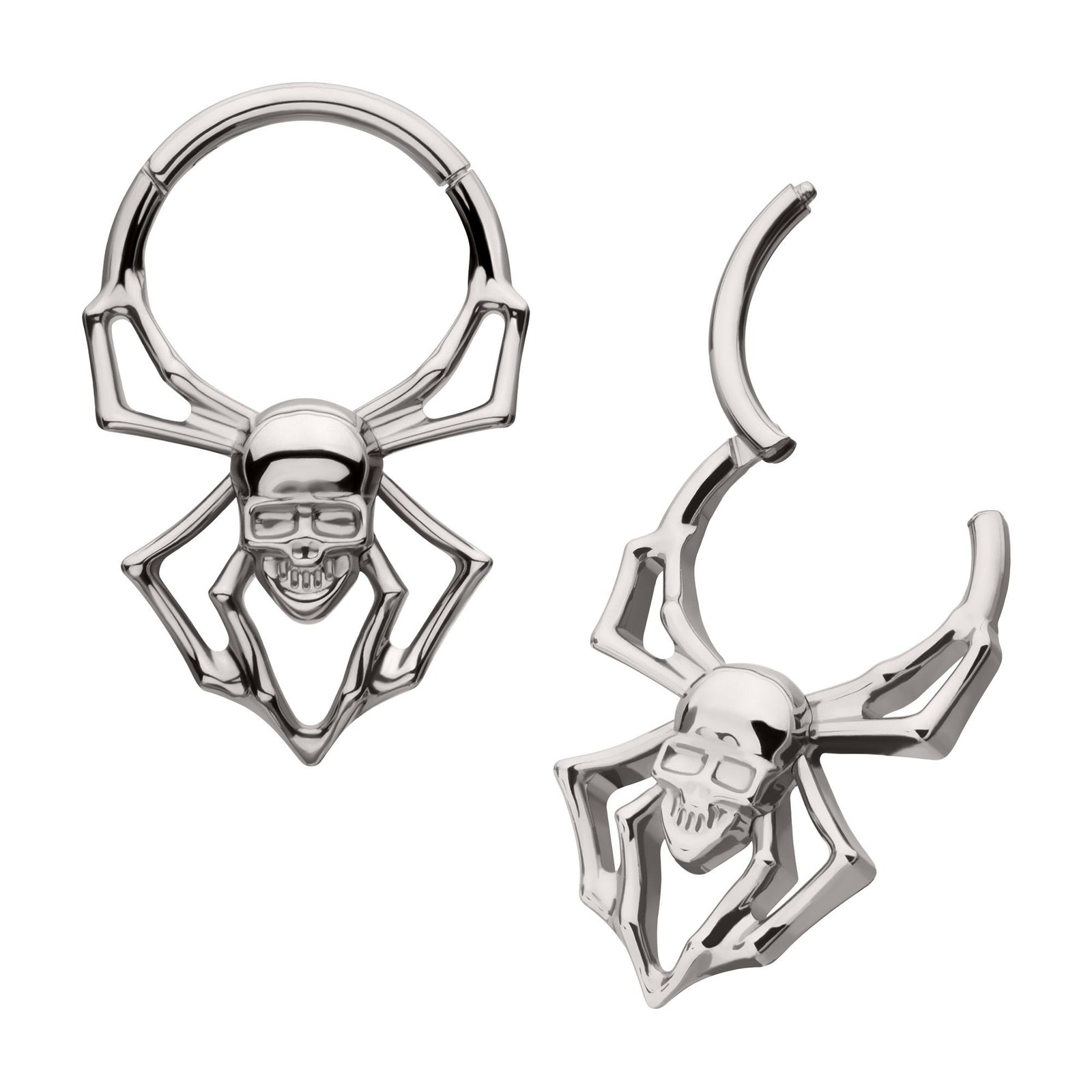 Titanium Spider Skull Front Facing Hinged Segment Clicker tisgrhp18610 -Rebel Bod-RebelBod