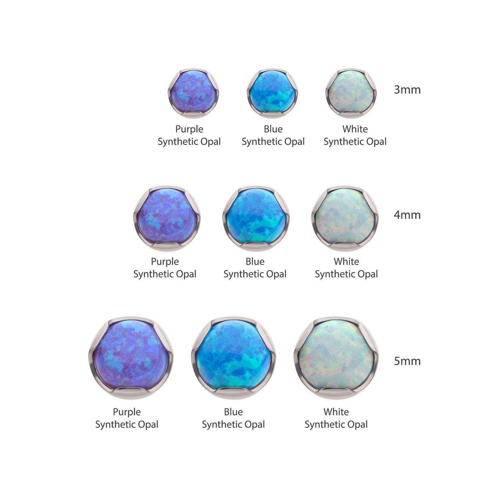 Titanium Threadless 3-Prong Set Opal Low Profile Top titls35-16 -Rebel Bod-RebelBod