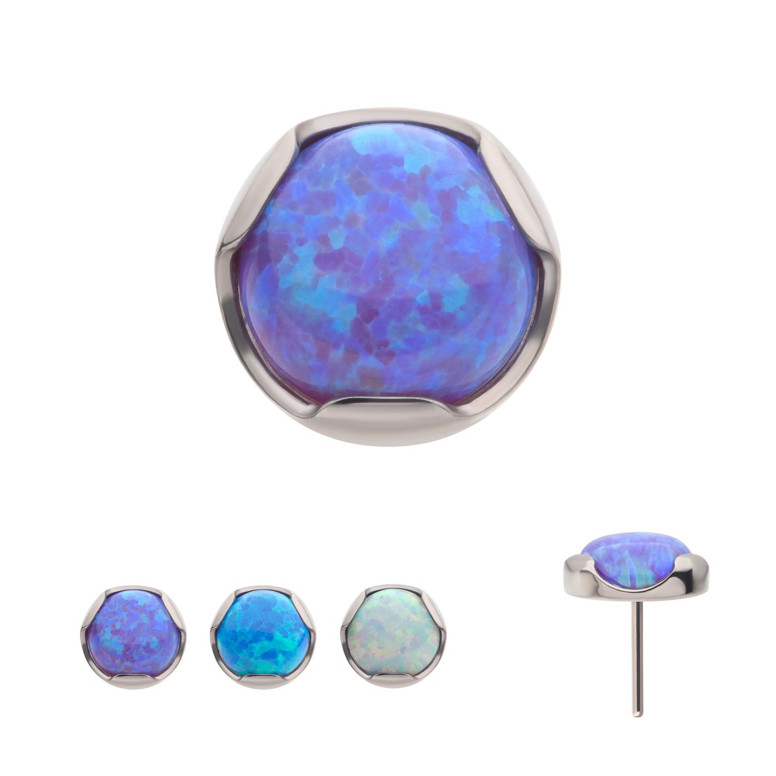 Titanium Threadless 3-Prong Set Opal Low Profile Top titls35-16 -Rebel Bod-RebelBod
