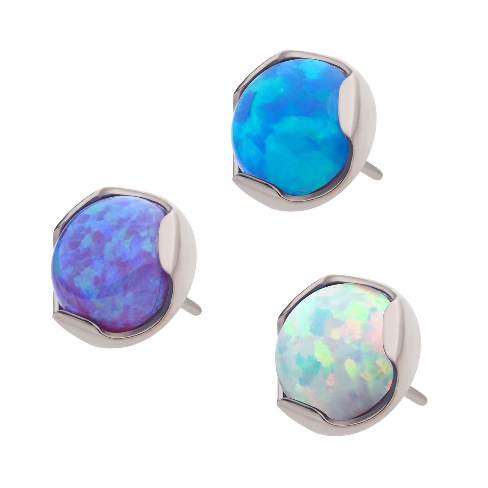 Titanium Threadless 3-Prong Set Opal Low Profile Top titls35-16 -Rebel Bod-RebelBod