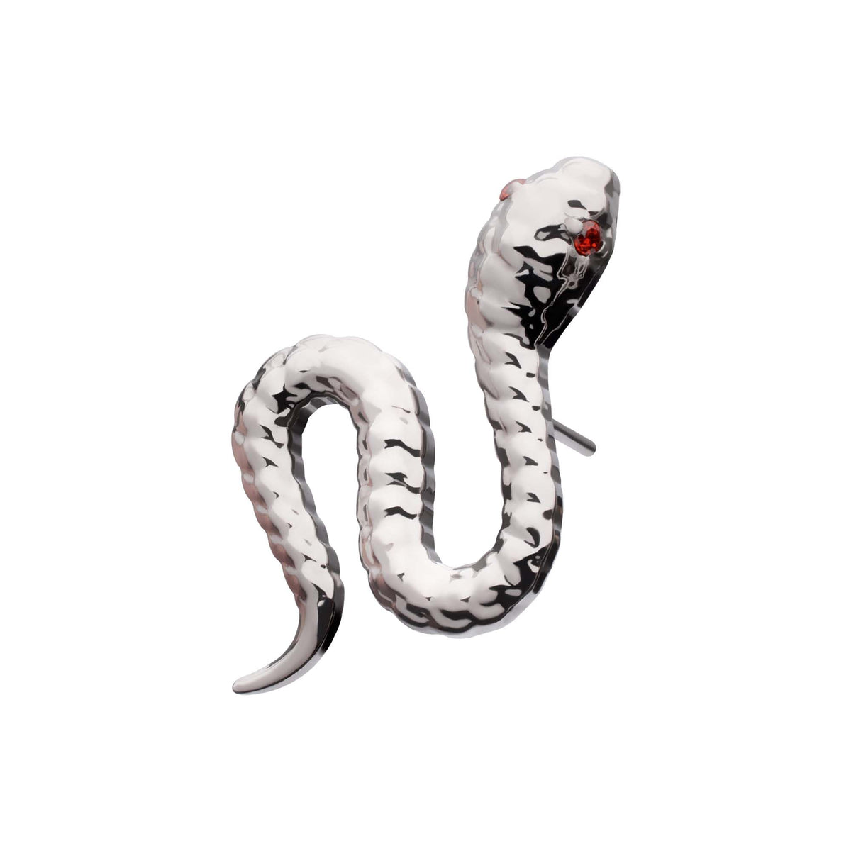 Titanium Threadless Garnet CZ Eye Snake Top titls9641r -Rebel Bod-RebelBod