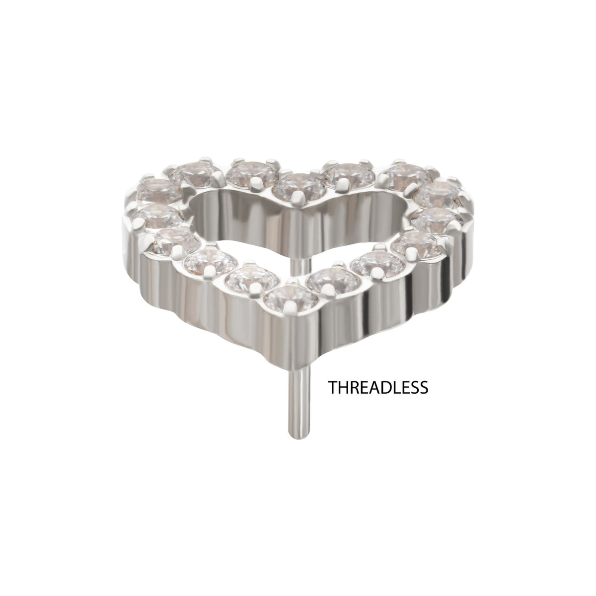 Titanium Threadless Pave Set Gem Hollow Heart Top titls600c -Rebel Bod-RebelBod