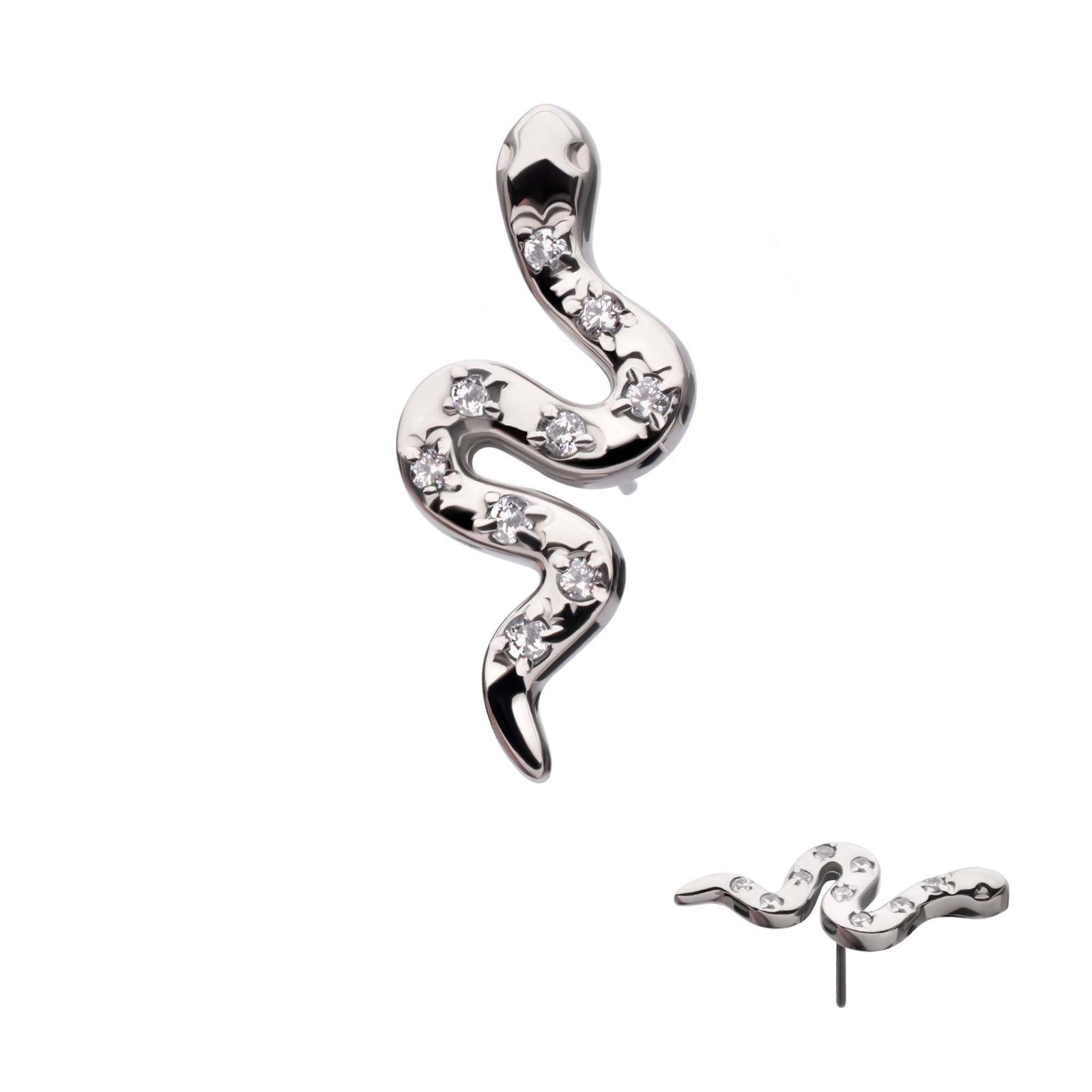 Titanium Threadless Prong Set 9-Gem Snake Top titls8481c -Rebel Bod-RebelBod