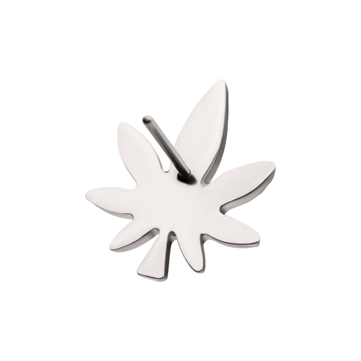 Titanium Threadless Prong Set Emerald Green Gem Pot Leaf Top titls8472e -Rebel Bod-RebelBod