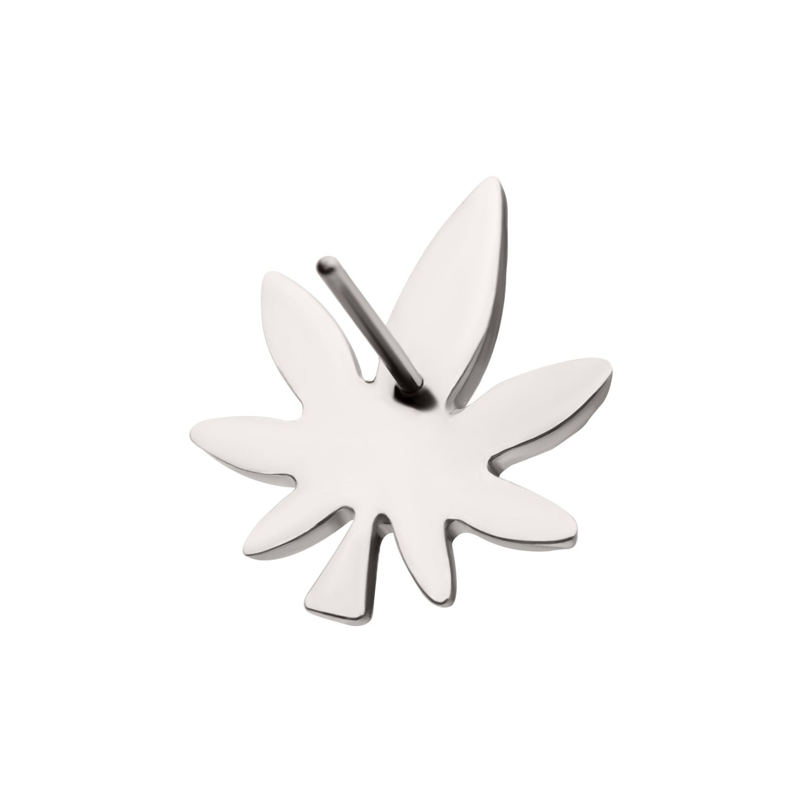 Titanium Threadless Prong Set Emerald Green Gem Pot Leaf Top titls8472e -Rebel Bod-RebelBod