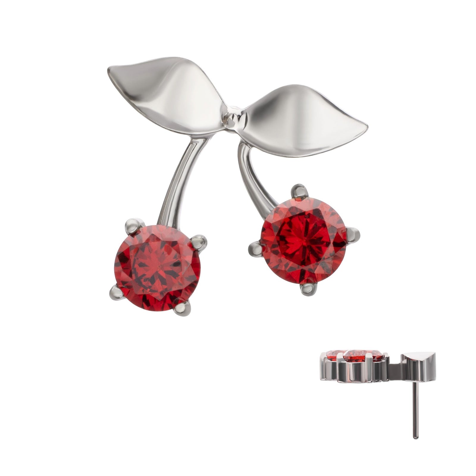 Titanium Threadless Prong Set Garnet Gem Cherry Top titls8541r -Rebel Bod-RebelBod