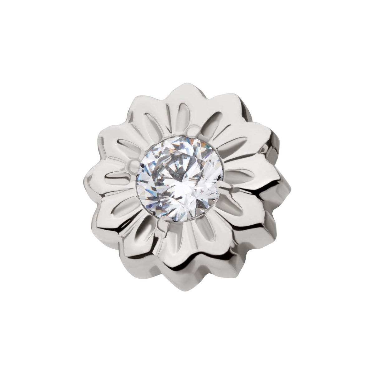 Titanium Threadless Prong Set Gem Daisy Flower Top titls881c -Rebel Bod-RebelBod