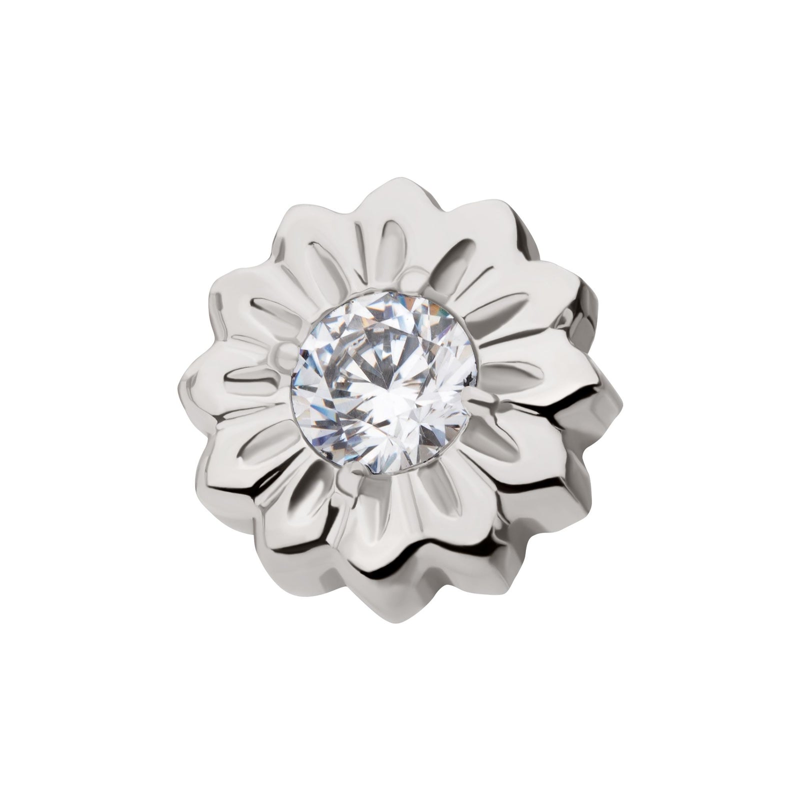Titanium Threadless Prong Set Gem Daisy Flower Top titls881c -Rebel Bod-RebelBod