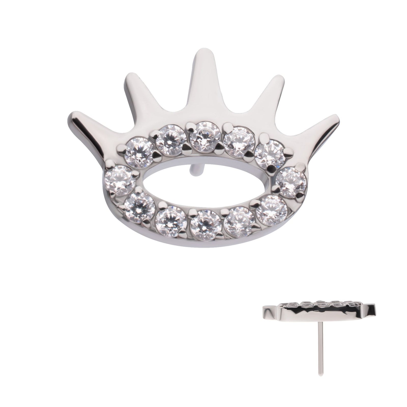 Titanium Threadless Prong Set Gem Eye Lash Top titls874c -Rebel Bod-RebelBod