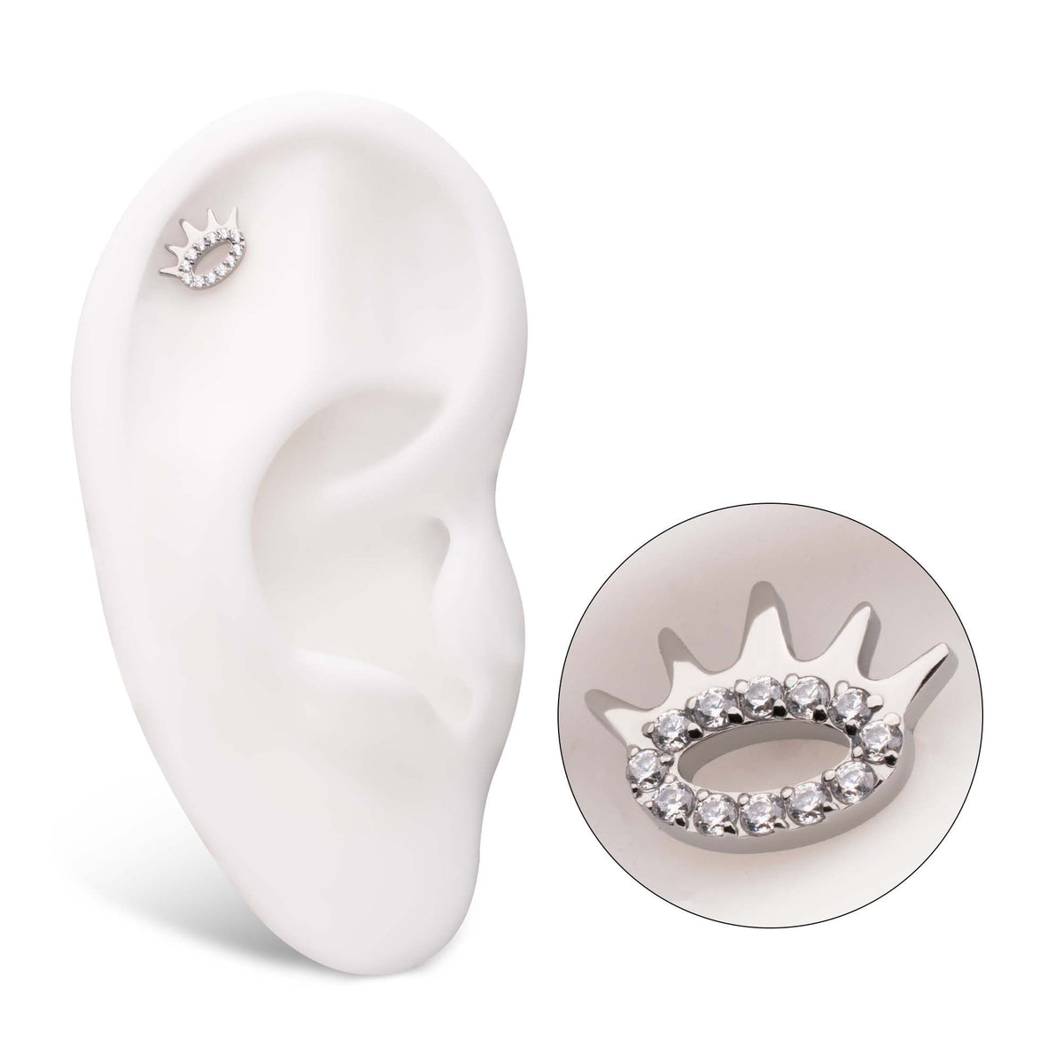 Titanium Threadless Prong Set Gem Eye Lash Top titls874c -Rebel Bod-RebelBod