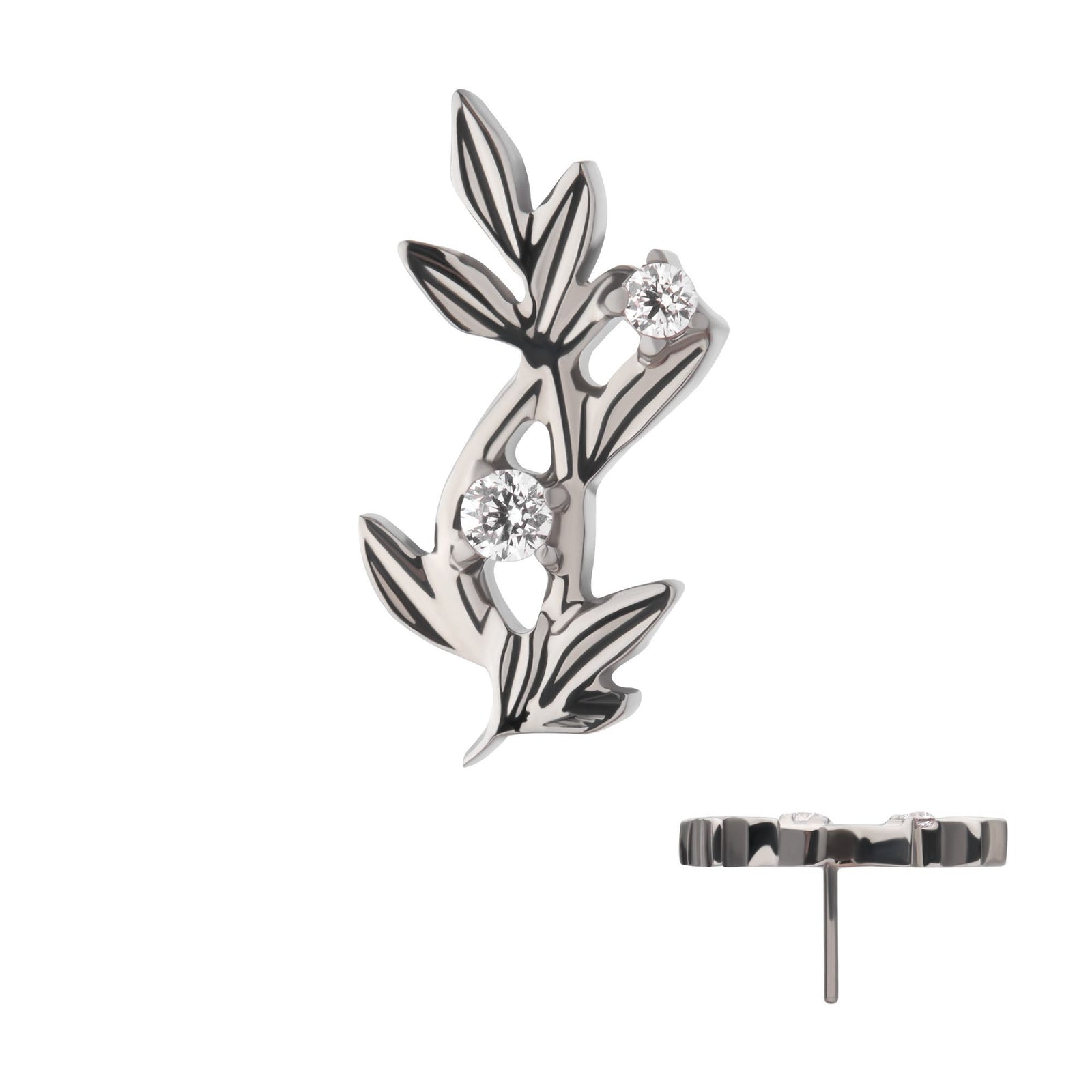Titanium Threadless Prong Set Gem Vine Top titls884c -Rebel Bod-RebelBod