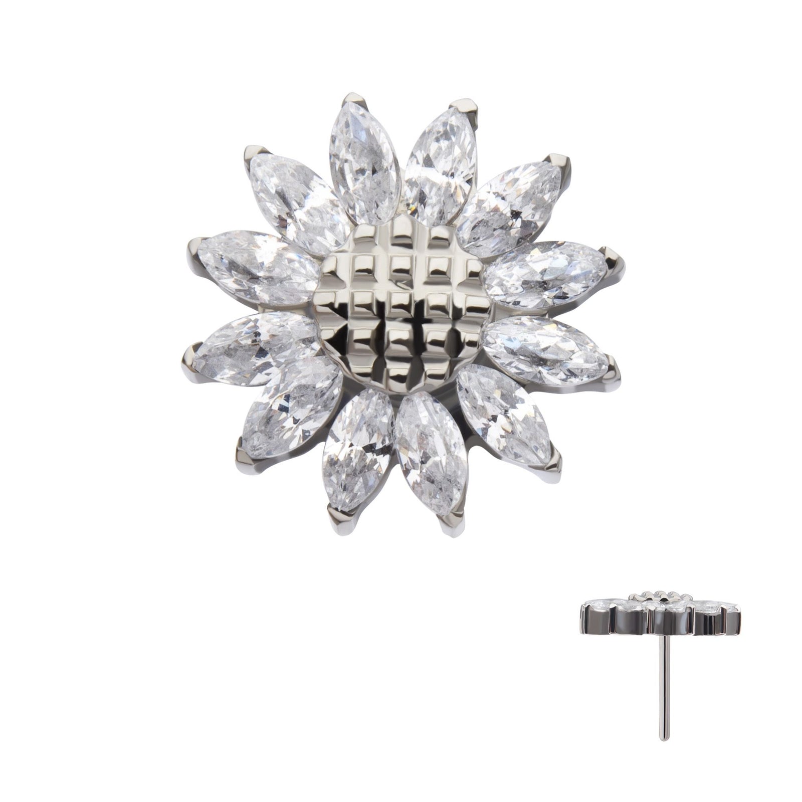 Titanium Threadless Prong Set Marquise Gem Sunflower Top titls880c -Rebel Bod-RebelBod