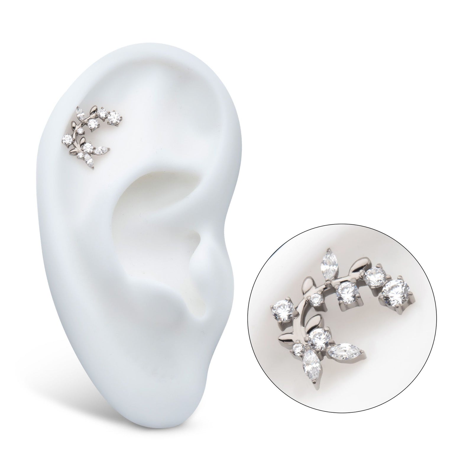 Titanium Threadless Prong Set Round Marquise Gem Vine Top titls882c -Rebel Bod-RebelBod