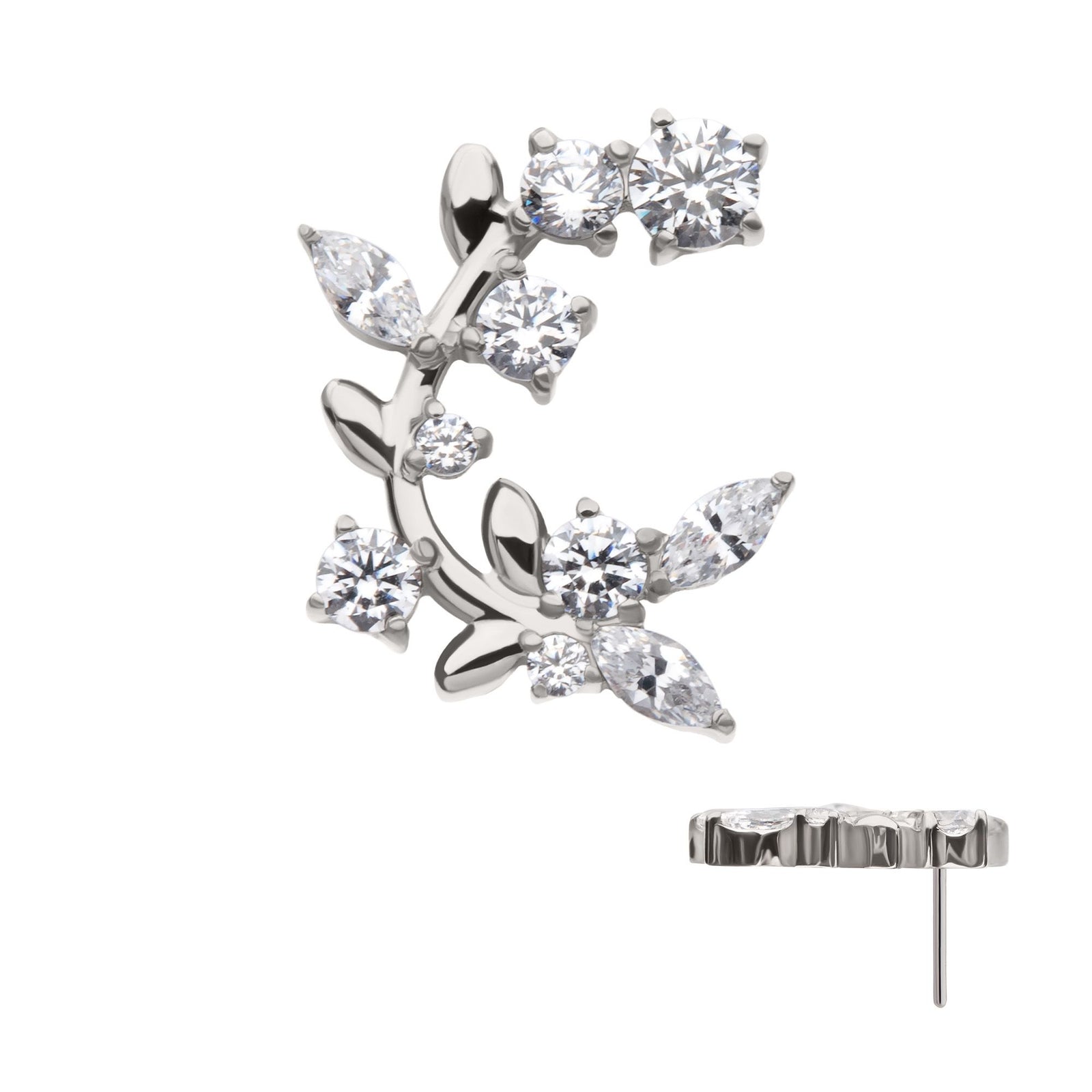 Titanium Threadless Prong Set Round Marquise Gem Vine Top titls882c -Rebel Bod-RebelBod
