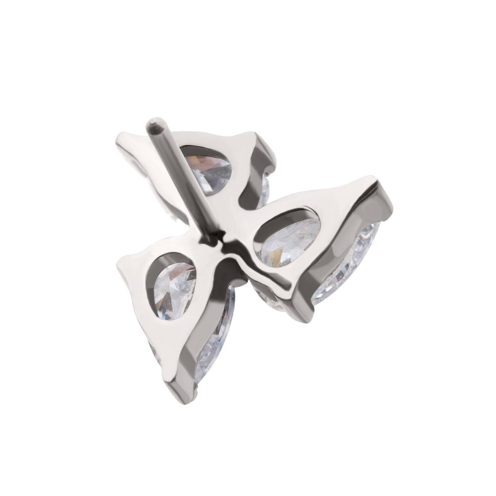 Titanium Threadless Prong Set Teardrop Gem 3-Cluster Top titls878c -Rebel Bod-RebelBod