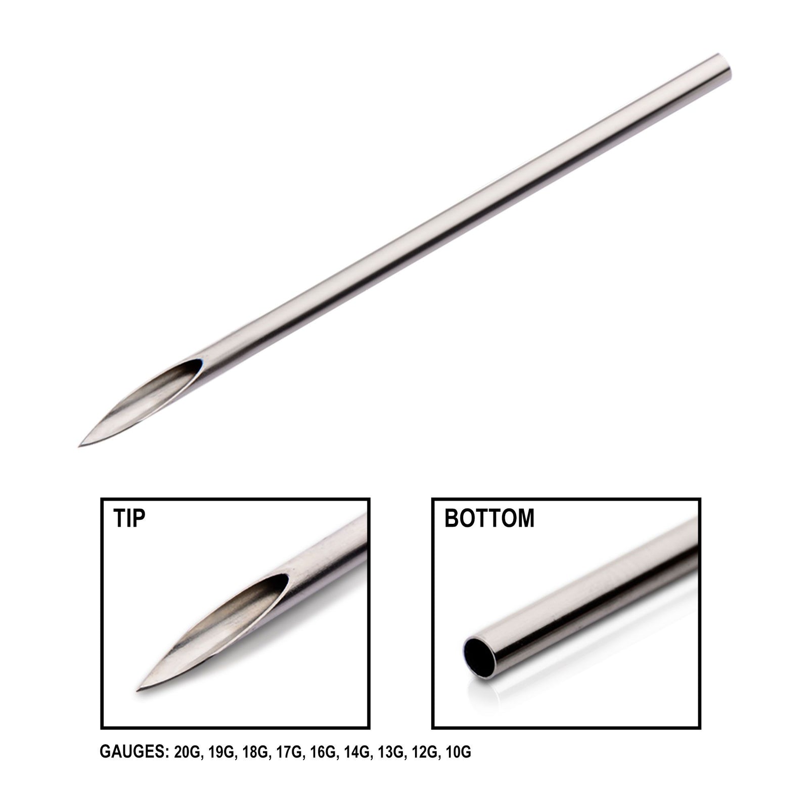 Tri-Beveled Laser Sharpened Piercing Needles - 1 Box - Rebel Bod