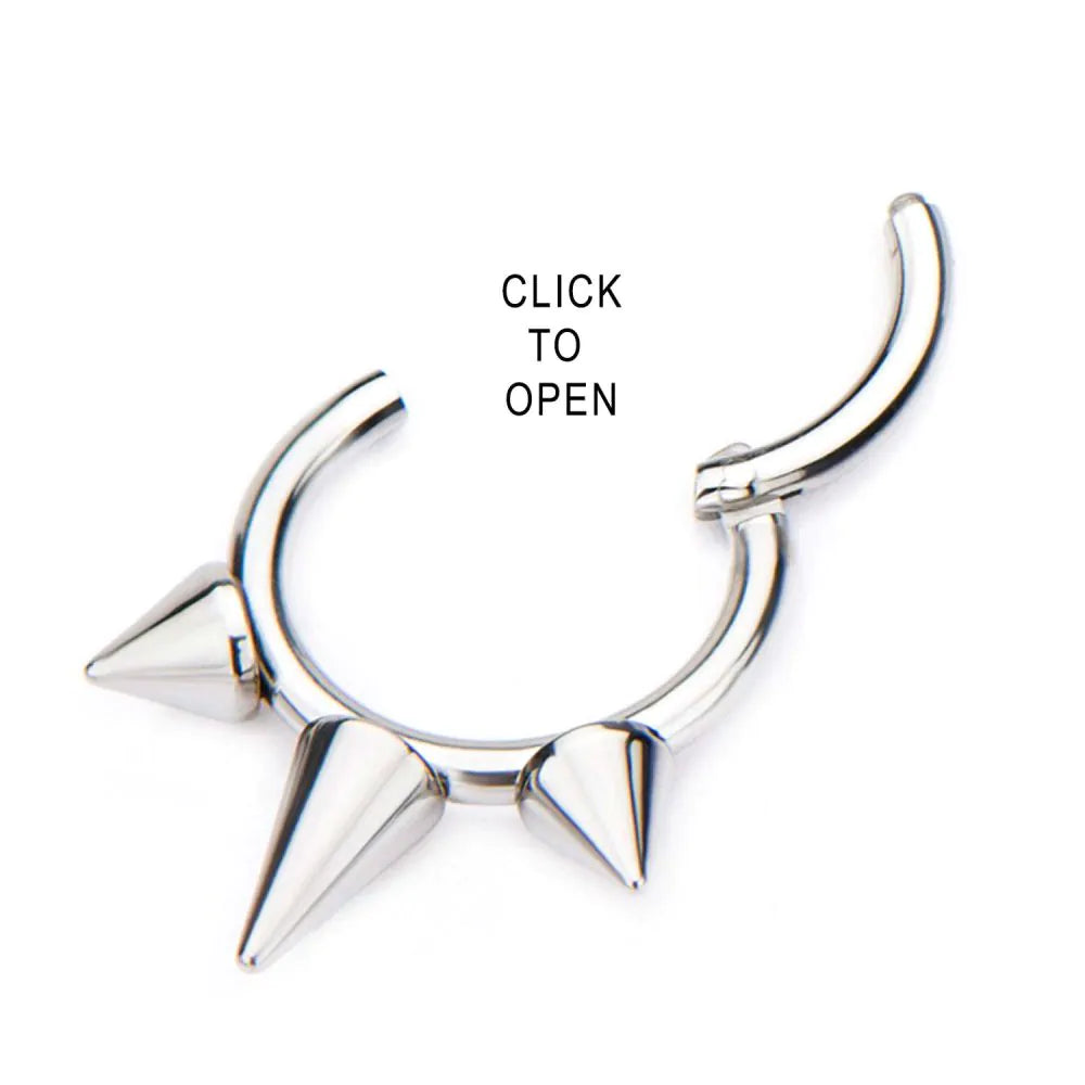 Clicker - Cartilage | Septum Triple Spike Hinged Segment Clicker - 1 Piece -Rebel Bod-RebelBod