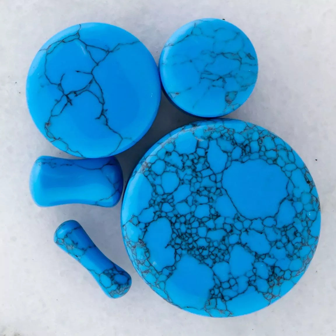 Plugs Earrings - Double Flare Turquoise Dyed Howlite Stone Double Flare Plugs - 1 Pair -Rebel Bod-RebelBod