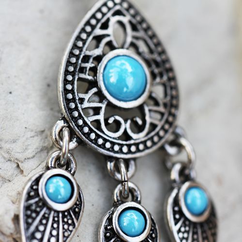 Belly Ring - Dangle Turquoise Teardrop and Feather Dangle Belly Button Ring -Rebel Bod-RebelBod