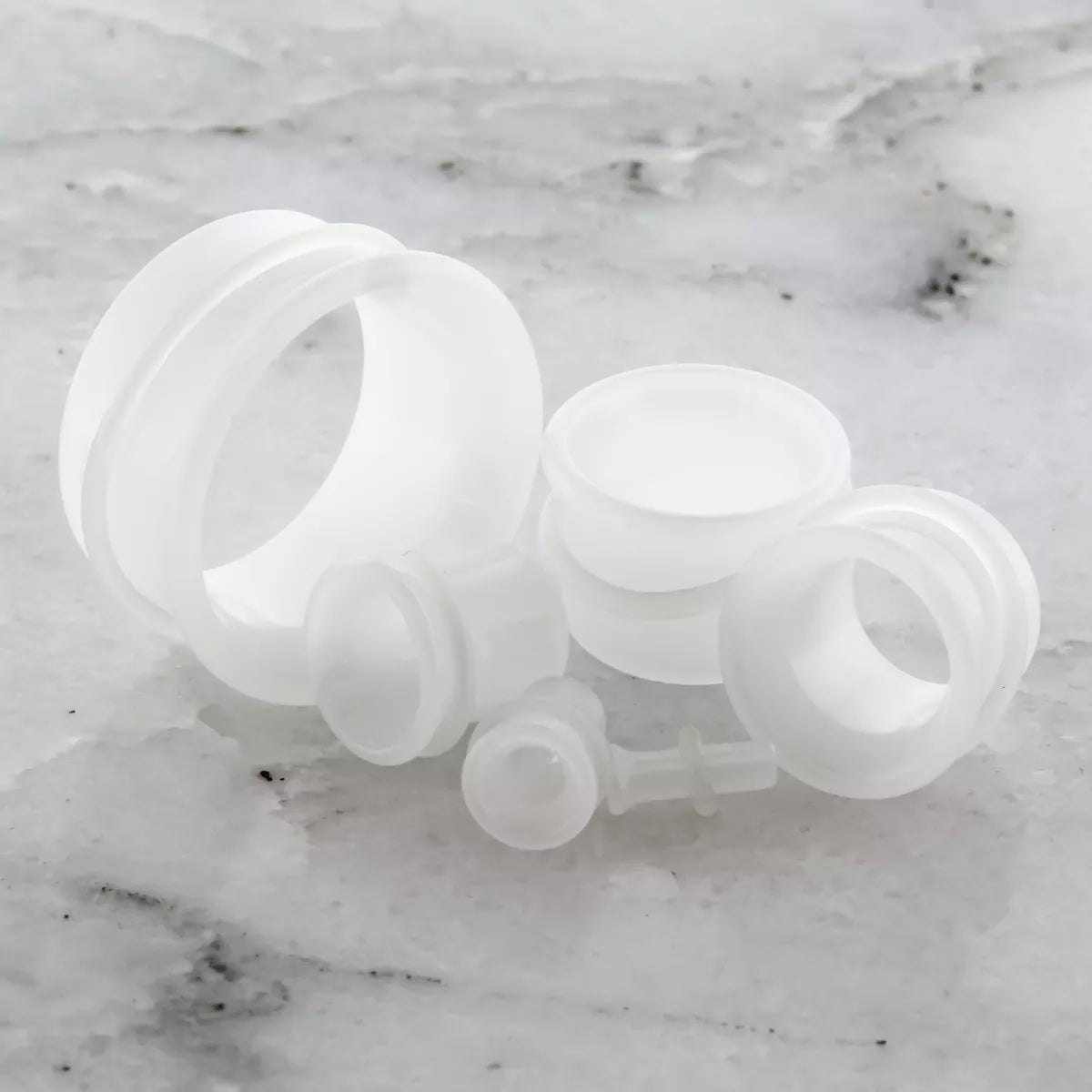 Tunnels - Single Flare White Borosilicate Glass Single Flare Tunnel Clear Oring - 1 Piece #SPLT#2 -Rebel Bod-RebelBod