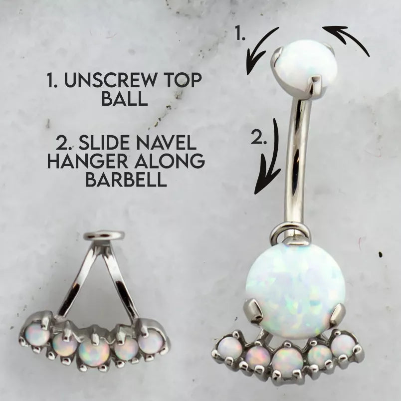 Belly Ring - Dangle White Opal Navel Hanger - 1 Piece -Rebel Bod-RebelBod