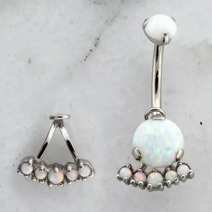 Belly Ring - Dangle White Opal Navel Hanger - 1 Piece -Rebel Bod-RebelBod