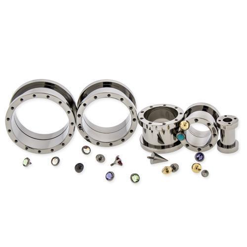Tunnels - Double Flare Yellow Customizable Multi Thread Titanium Internally Threaded Tunnels w/ 14G Threads - 1 Piece -Rebel Bod-RebelBod