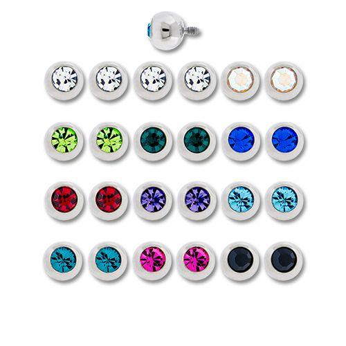 Body Jewelry Parts 10g, 12g &amp; 14g Steel Internally Threaded Gem Ball Assortment - 1 Piece -Rebel Bod-RebelBod