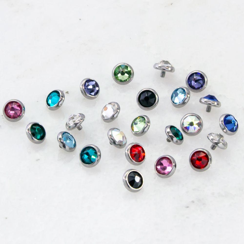 Body Jewelry Parts 10g, 12g & 14g Steel Internally Threaded Gem Disc Assortment - 1 Piece -Rebel Bod-RebelBod