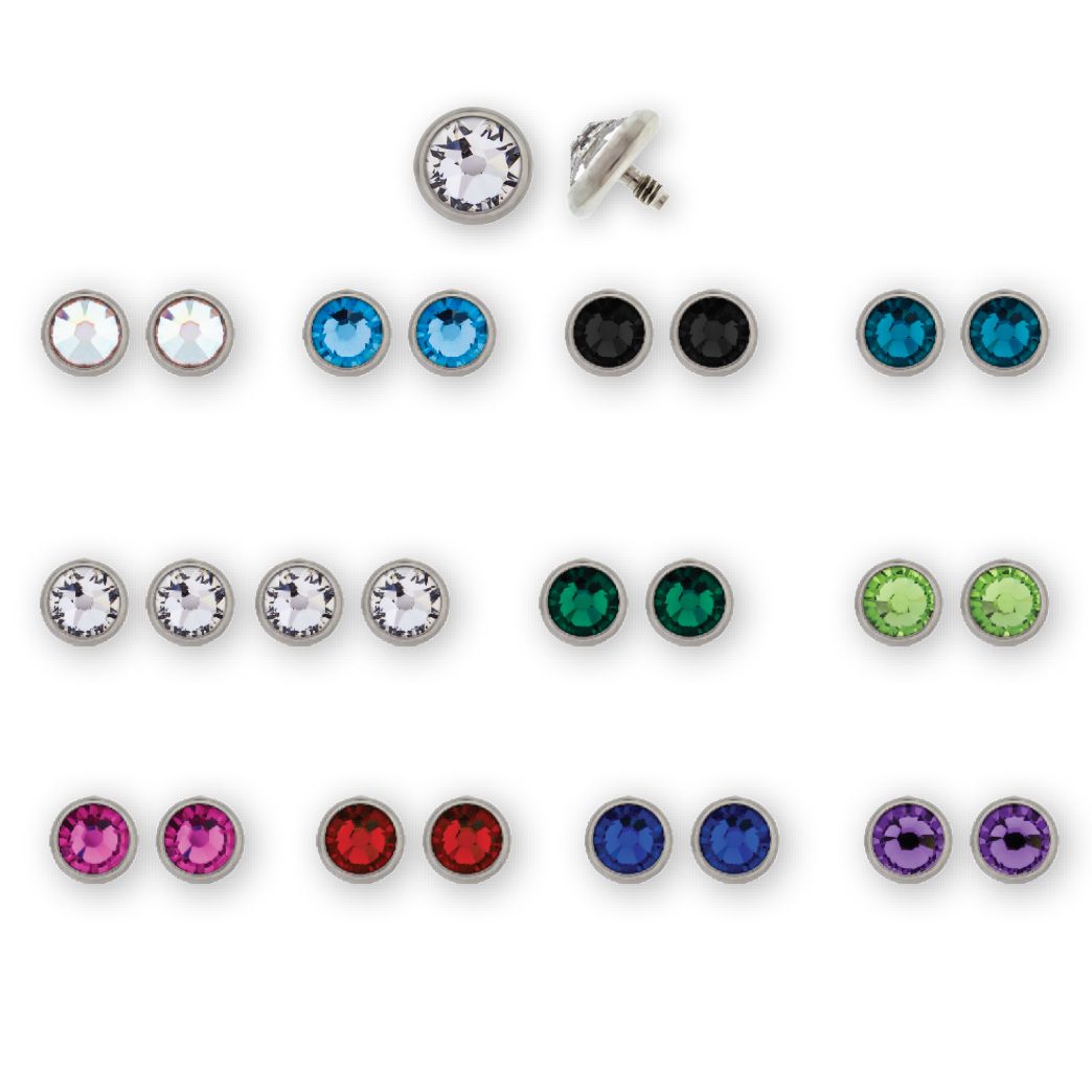 Body Jewelry Parts 10g, 12g & 14g Steel Internally Threaded Gem Disc Assortment - 1 Piece -Rebel Bod-RebelBod