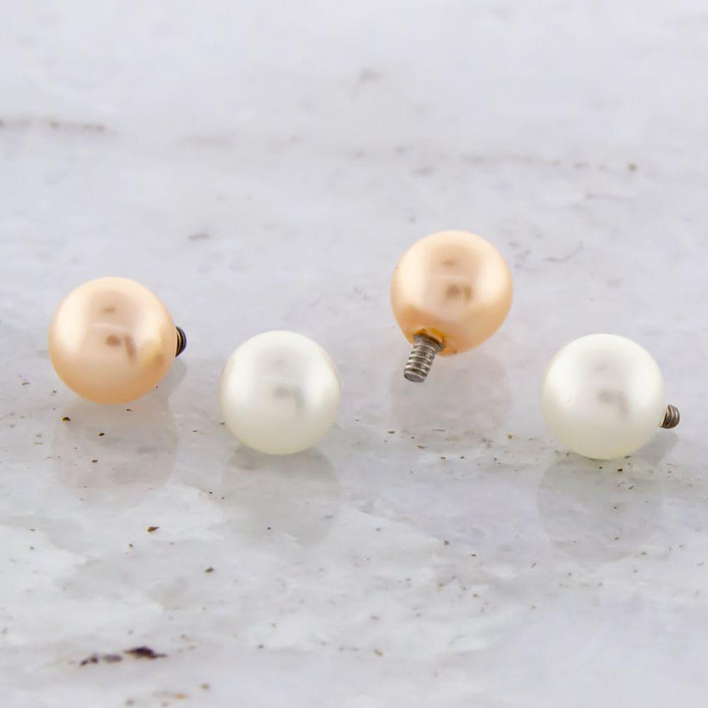 Body Jewelry Parts 10g, 12g &amp; 14g Steel Pearl Ball Replacement Head - 1 Piece -Rebel Bod-RebelBod