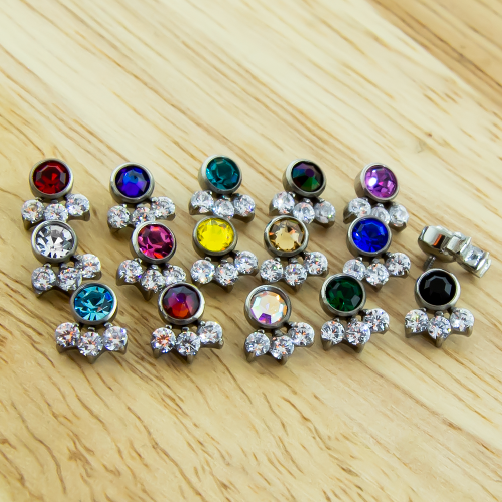 Body Jewelry Parts 10g, 12g & 14g Titanium Clear Gem Cluster - 1 Piece -Rebel Bod-RebelBod
