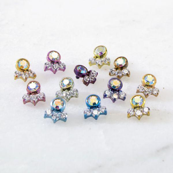 Body Jewelry Parts 10g, 12g & 14g Titanium Clear Gem Cluster - 1 Piece -Rebel Bod-RebelBod