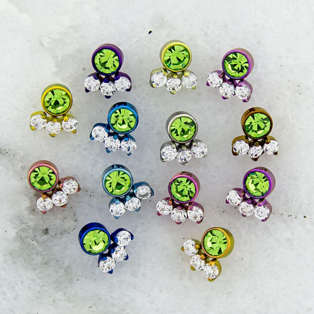 Body Jewelry Parts 10g, 12g & 14g Titanium Clear Gem Cluster - 1 Piece -Rebel Bod-RebelBod