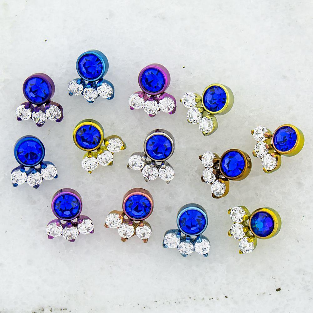 Body Jewelry Parts 10g, 12g & 14g Titanium Clear Gem Cluster - 1 Piece -Rebel Bod-RebelBod