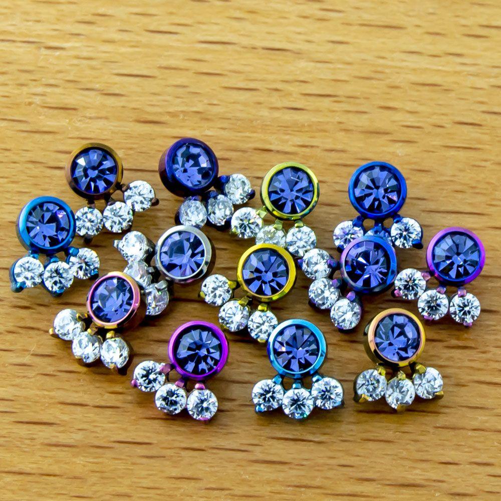 Body Jewelry Parts 10g, 12g & 14g Titanium Clear Gem Cluster - 1 Piece -Rebel Bod-RebelBod